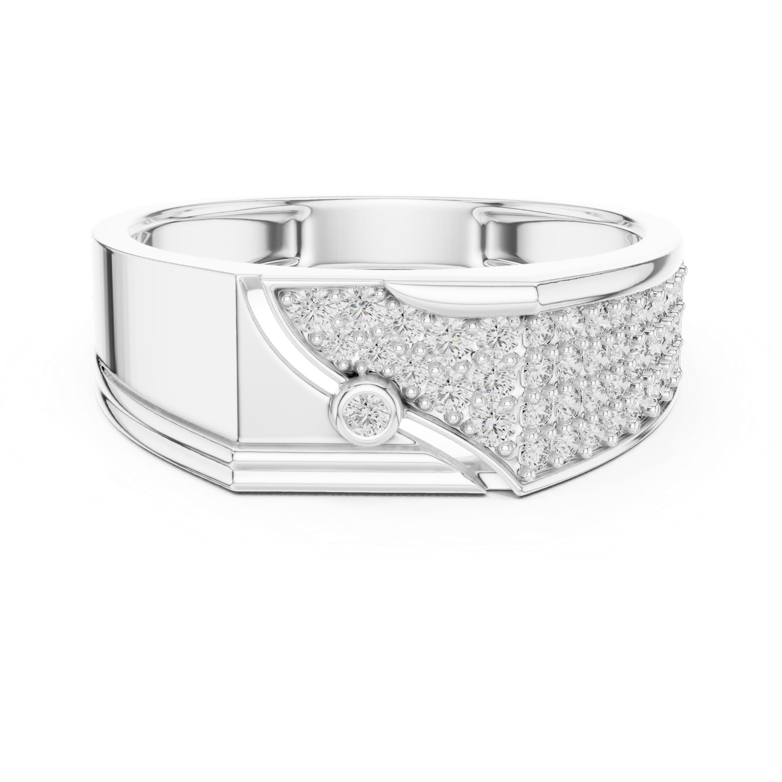 Gold Ring LR-01 (27), White Gold, view 4