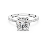 Gold Jewelry, Cushion center stone, White Gold, view 4