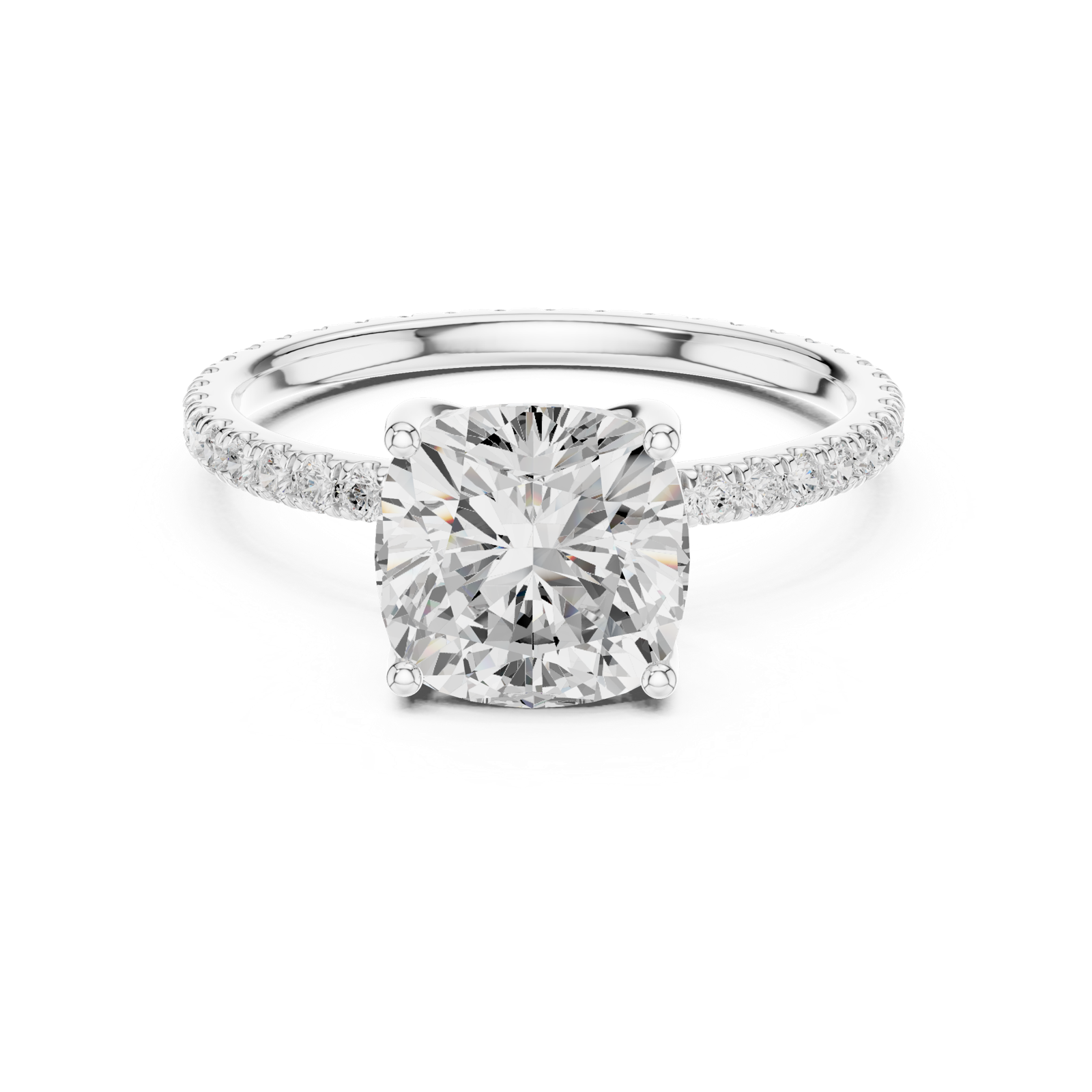 Gold Jewelry, Cushion center stone, White Gold, view 4
