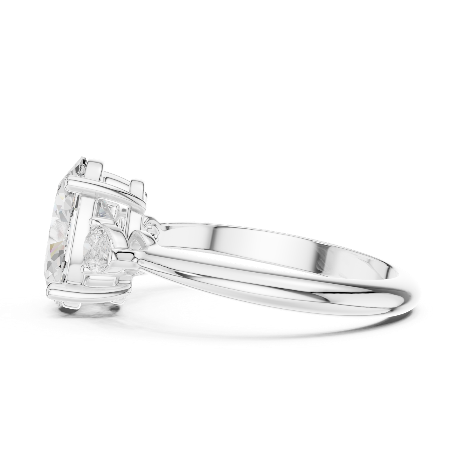 Gold Jewelry L35-66, Oval center stone, White Gold, view 3