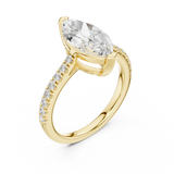 Gold Ring DDLR-039, Marquise center stone, Yellow Gold, view 2