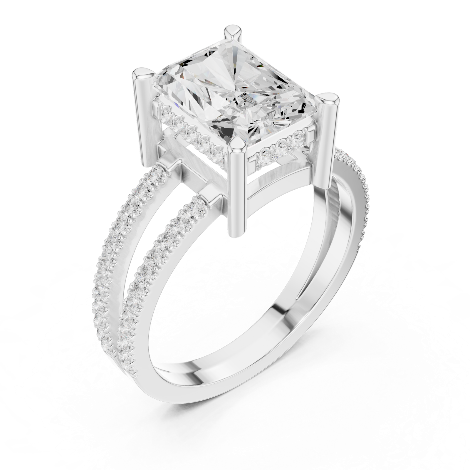 Gold Jewelry L36-13, Radiant center stone, White Gold, view 2