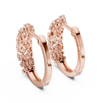 14K Solid Gold Lab Diamond Huggie Earrings, Rose Gold, view 3