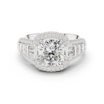 Gold Ring, Cushion center stone, White Gold
