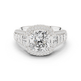 Gold Ring, Cushion center stone, White Gold