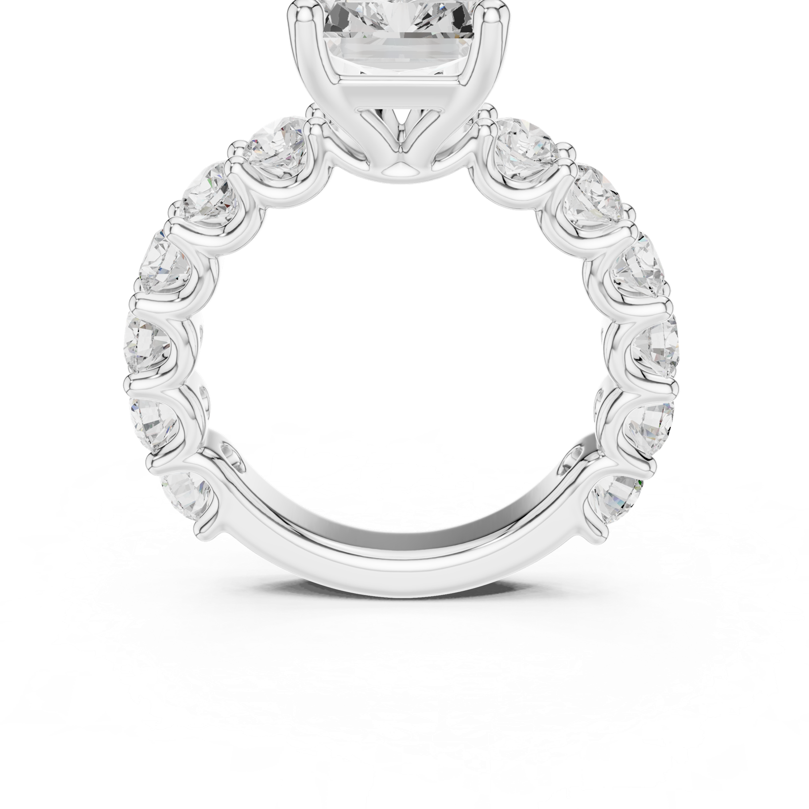 Gold Ring DDLR-087, Radiant center stone, White Gold, view 4