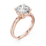 Gold Ring DDLR-175, Round center stone, Rose Gold, view 2