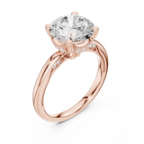 Gold Ring DDLR-175, Round center stone, Rose Gold, view 2
