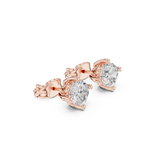 14K Solid Gold Lab Diamond Stud Earrings, Rose Gold, view 1