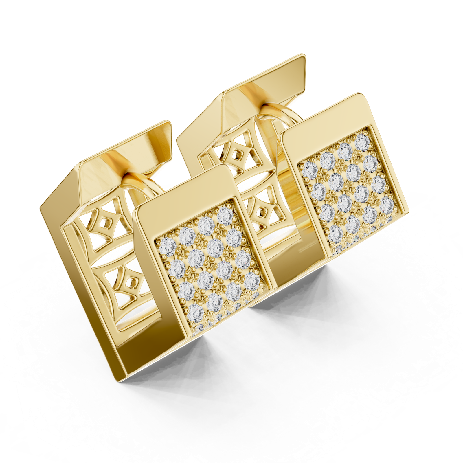 Gold Earrings L03-5, Yellow Gold, view 2