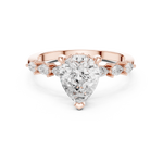 Gold Ring, Pear center stone, Rose Gold, view 4