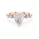 Gold Ring, Pear center stone, Rose Gold, view 4