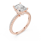Gold Ring DDLR-177, Radiant center stone, Rose Gold, view 2