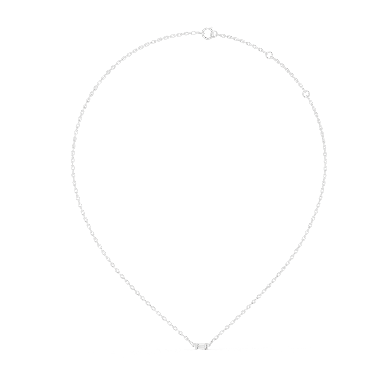 14K Solid Gold Lab Diamond Solitaire Pendant Necklace, White Gold, view 1