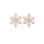 14K Solid Gold Lab Diamond Flower Cluster Earrings, Rose Gold