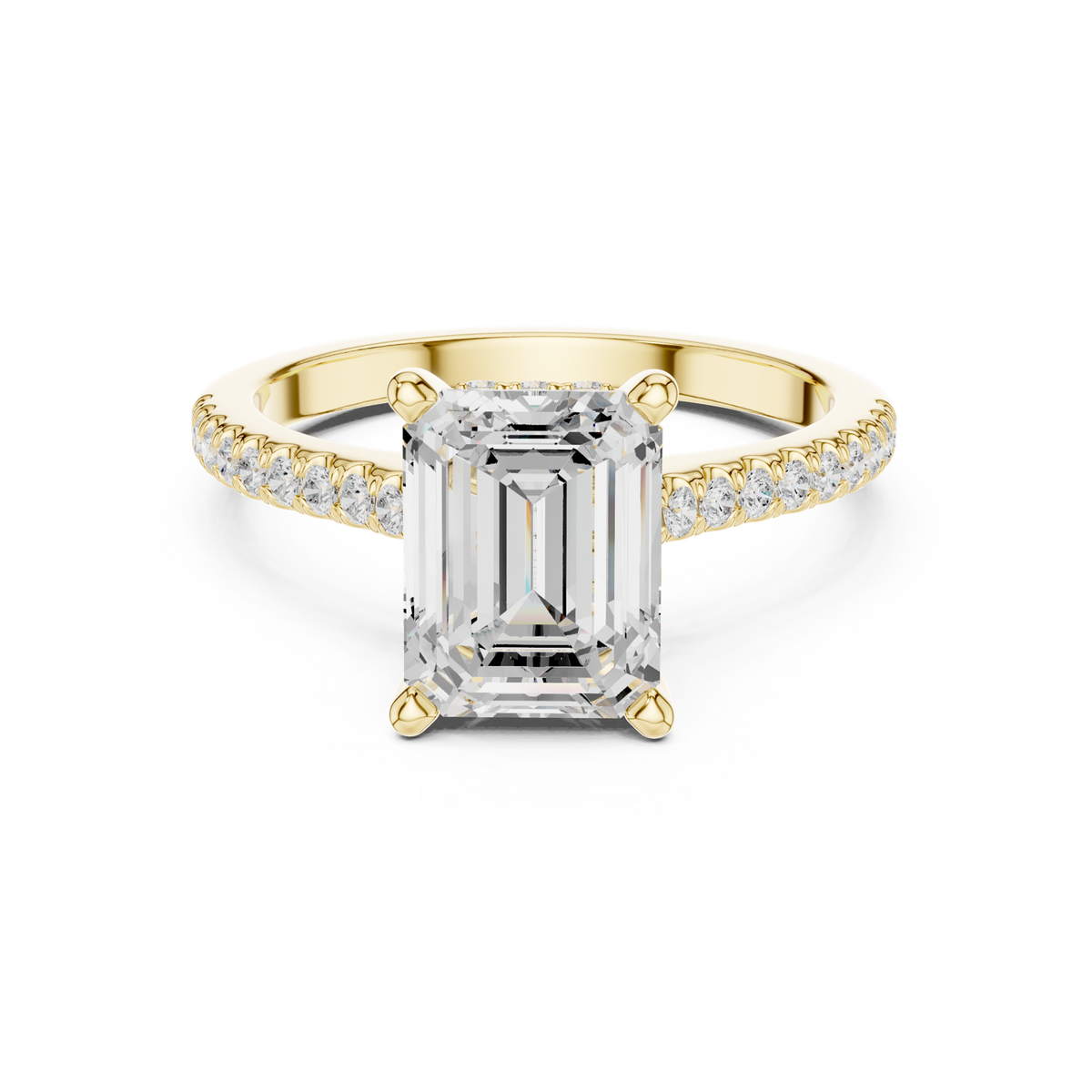 14K Solid Gold Lab Diamond Solitaire Ring, Yellow Gold