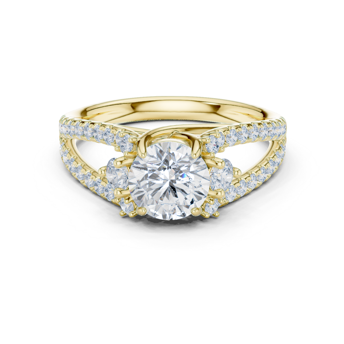 14K Solid Gold Lab Diamond Twist Ring, Yellow Gold
