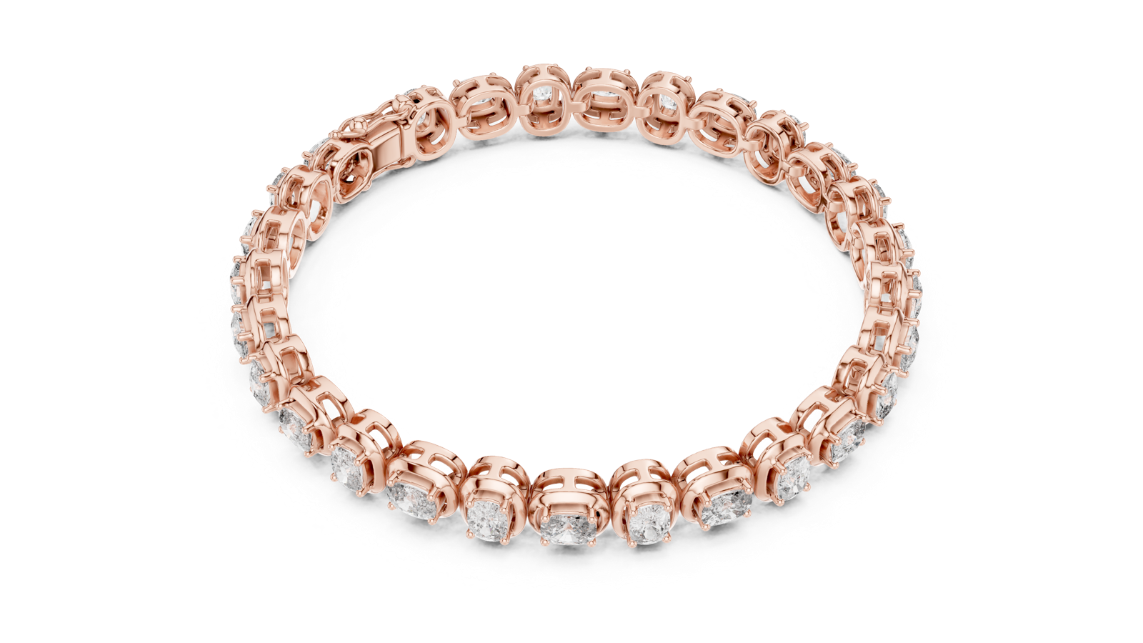 14K Solid Gold Lab Diamond Bracelet, Rose Gold, view 2