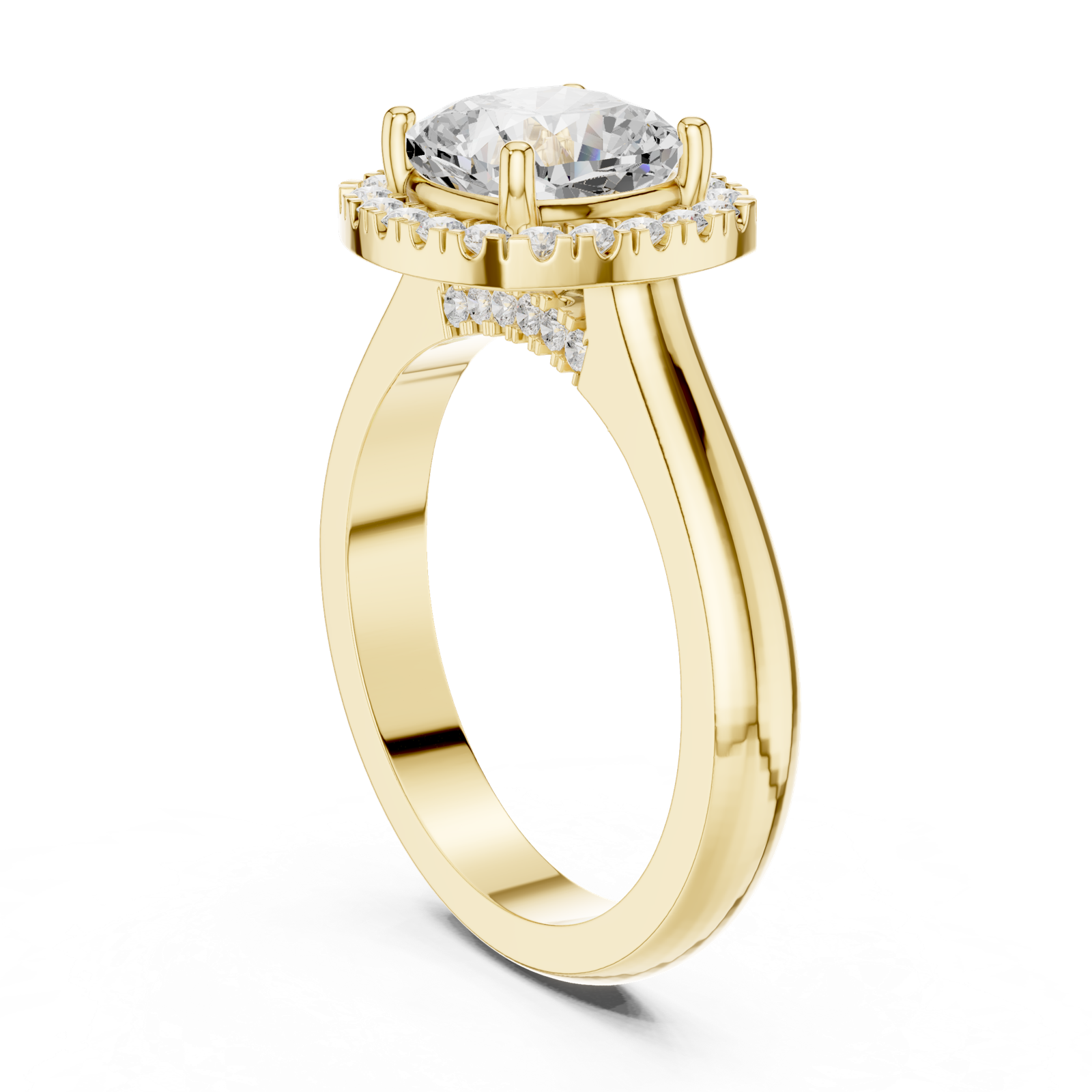 Gold Ring, Cushion center stone, Yellow Gold, view 1