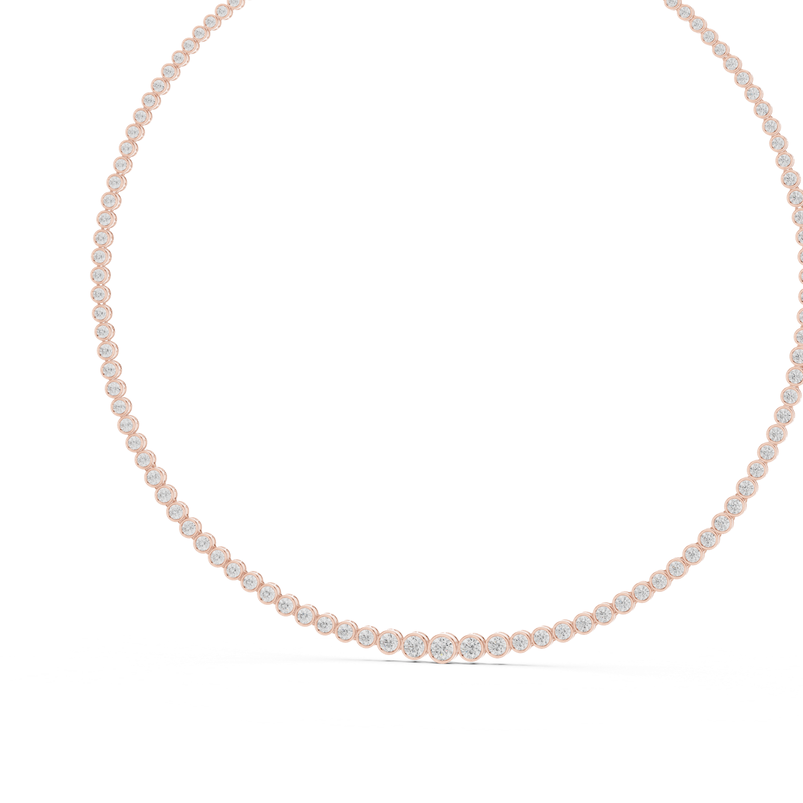 14K Solid Gold Lab Diamond Tennis Necklace, Rose Gold, view 2