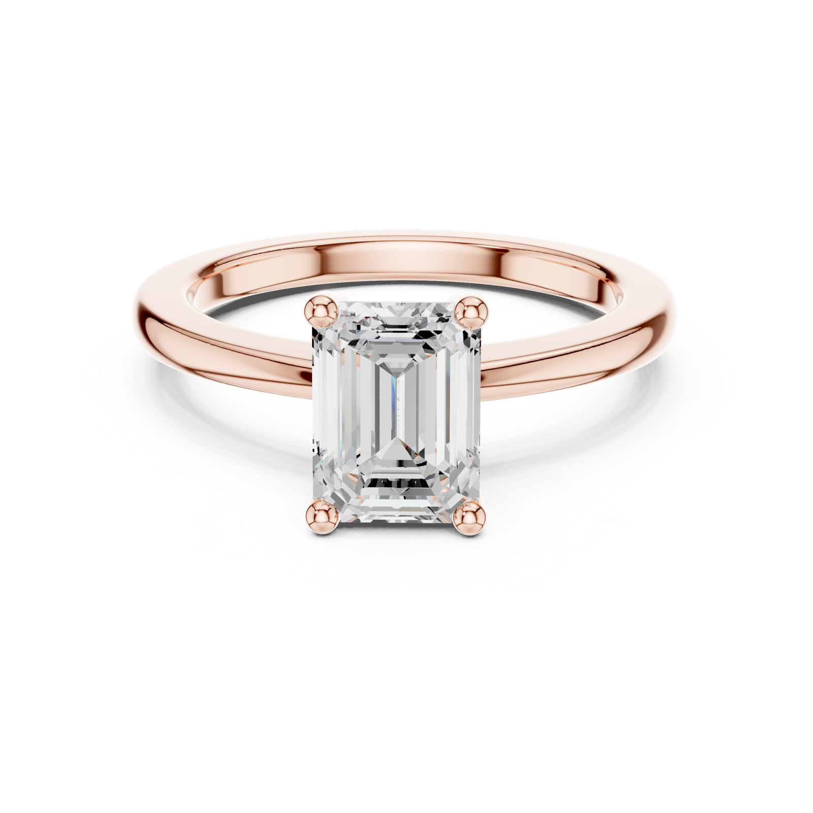 Gold Ring DDLR-032, Emerald center stone, Rose Gold, view 4