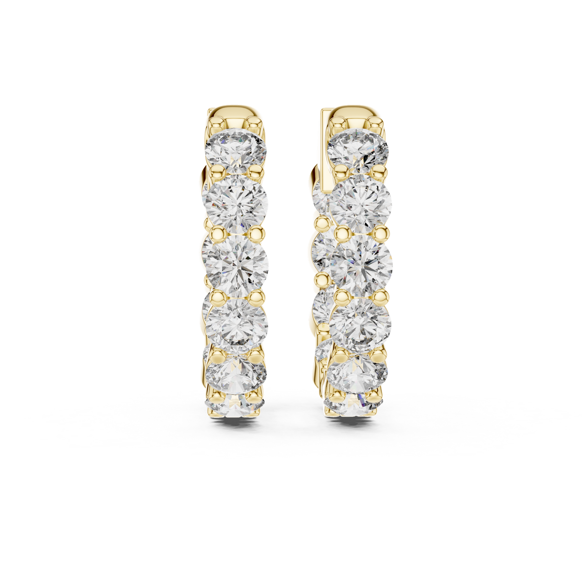 14K Solid Gold Lab Diamond Huggie Earrings, Yellow Gold