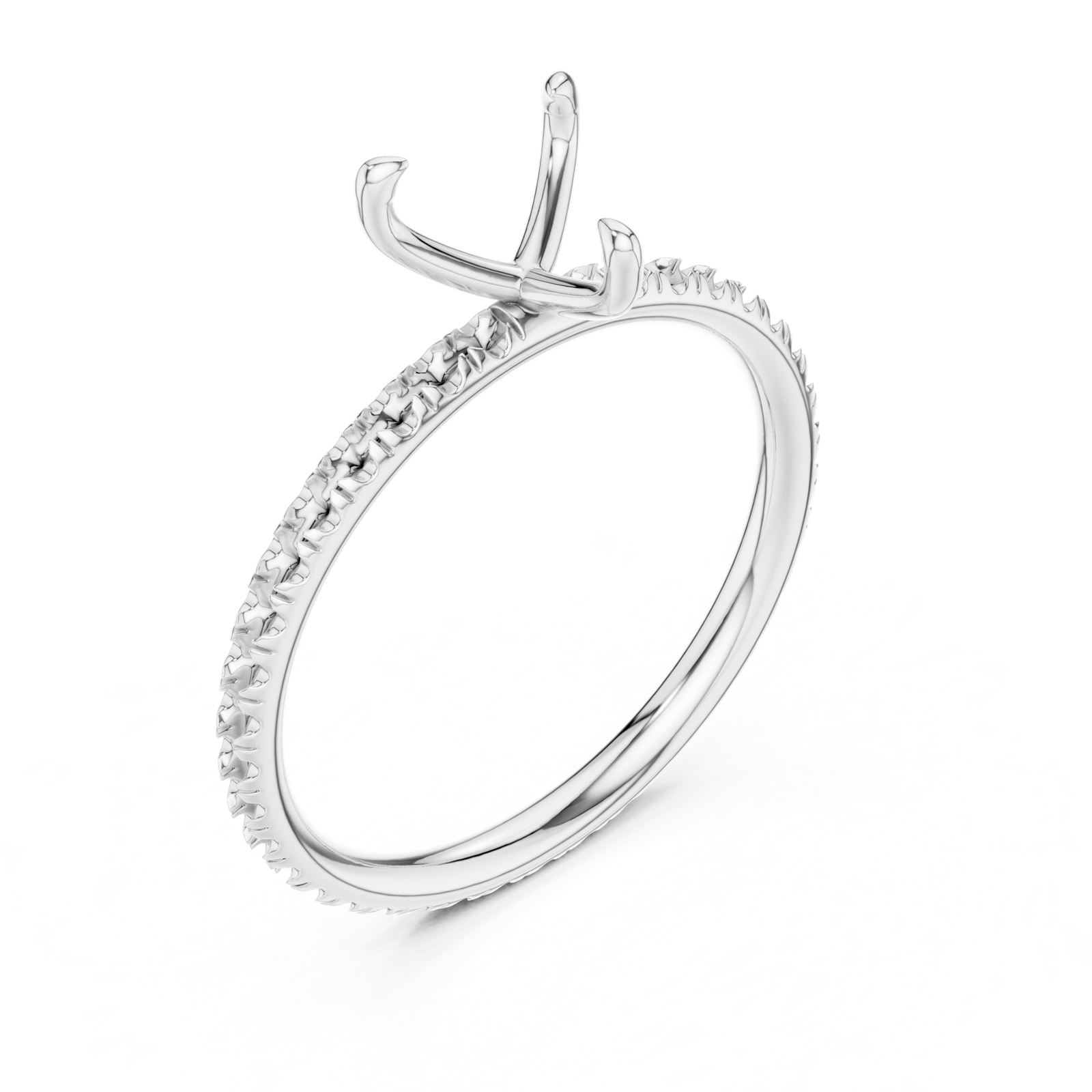 Gold Jewelry L36-15, Heart center stone, White Gold, view 2