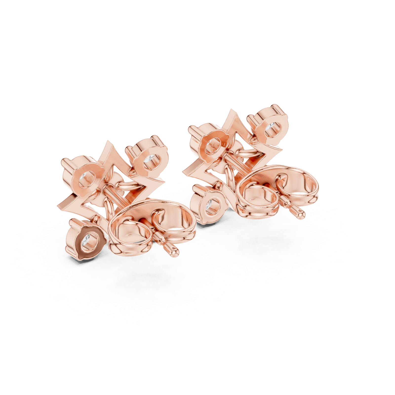 Gold Earrings 9-10012E, Rose Gold, view 3