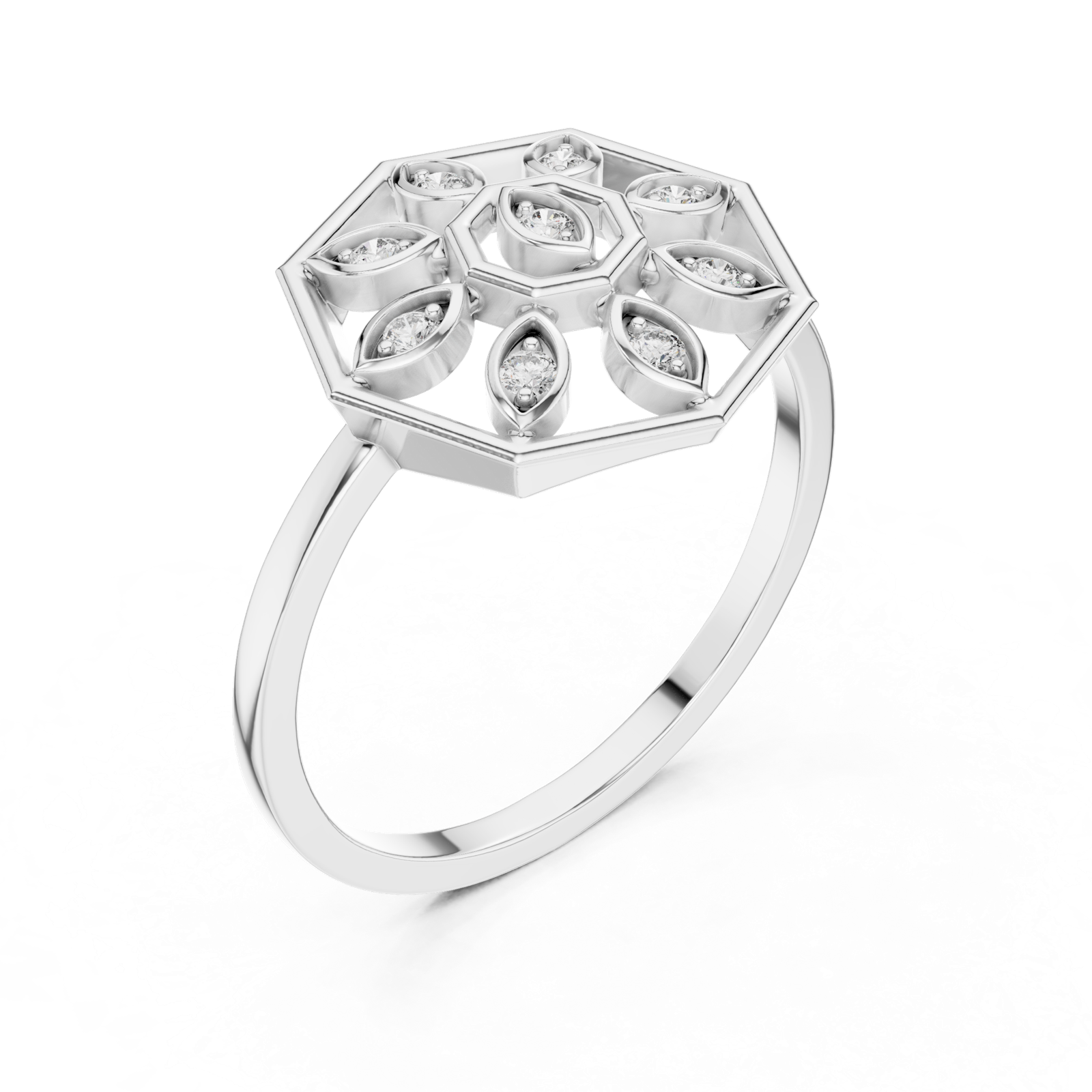 Gold Ring DR-6253, White Gold, view 2