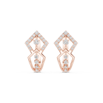 14K Solid Gold Lab Diamond Cluster Earrings, Rose Gold