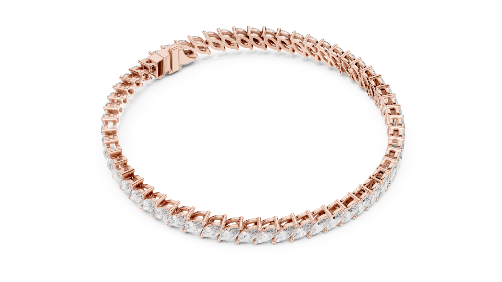 14K Solid Gold Lab Diamond Bracelet, Rose Gold, view 2