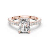 Gold Ring DDLR-039, Radiant center stone, Rose Gold