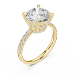 Gold Ring DDLR-259, Round center stone, Yellow Gold, view 2
