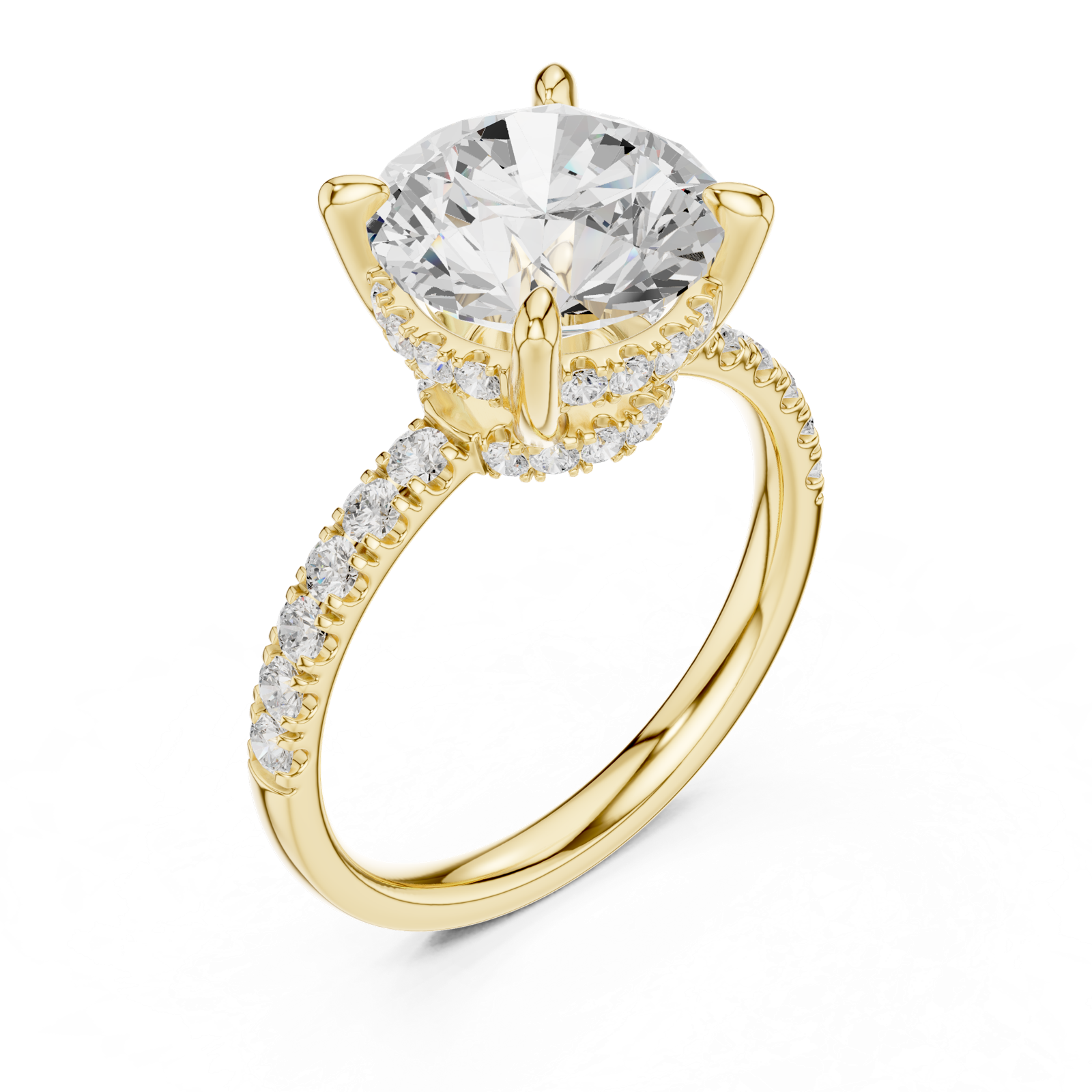 Gold Ring DDLR-259, Round center stone, Yellow Gold, view 2