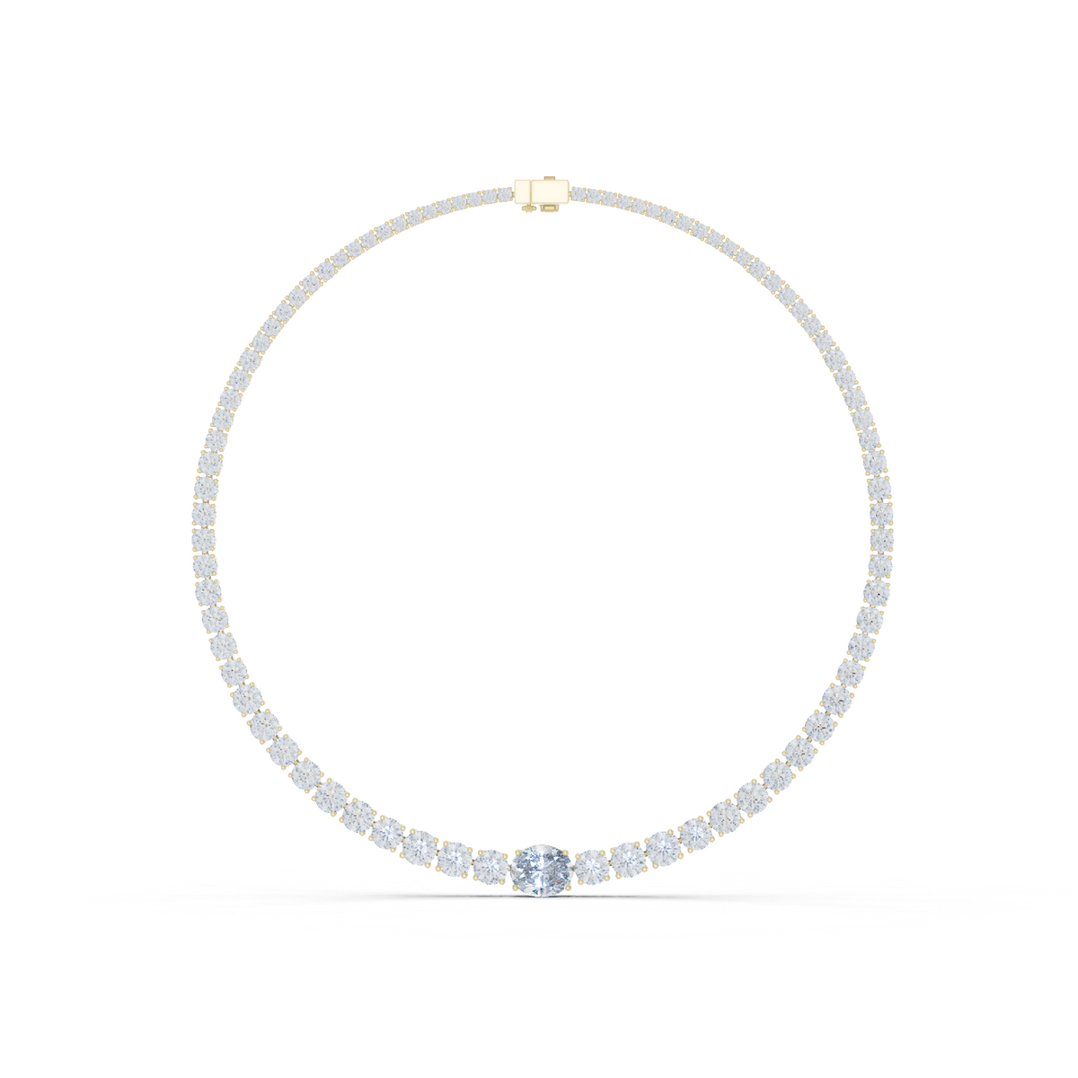 14K Solid Gold Lab Diamond Tennis Necklace, Yellow Gold