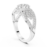 14K Solid Gold Lab Diamond Three-Stone Ring, White Gold, view 1