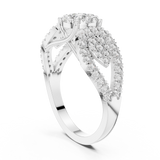 14K Solid Gold Lab Diamond Three-Stone Ring, White Gold, view 1
