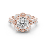 Gold Ring, Cushion center stone, Rose Gold