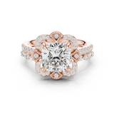 Gold Ring, Cushion center stone, Rose Gold