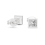 14K Solid Gold Lab Diamond Stud Earrings, White Gold, view 1