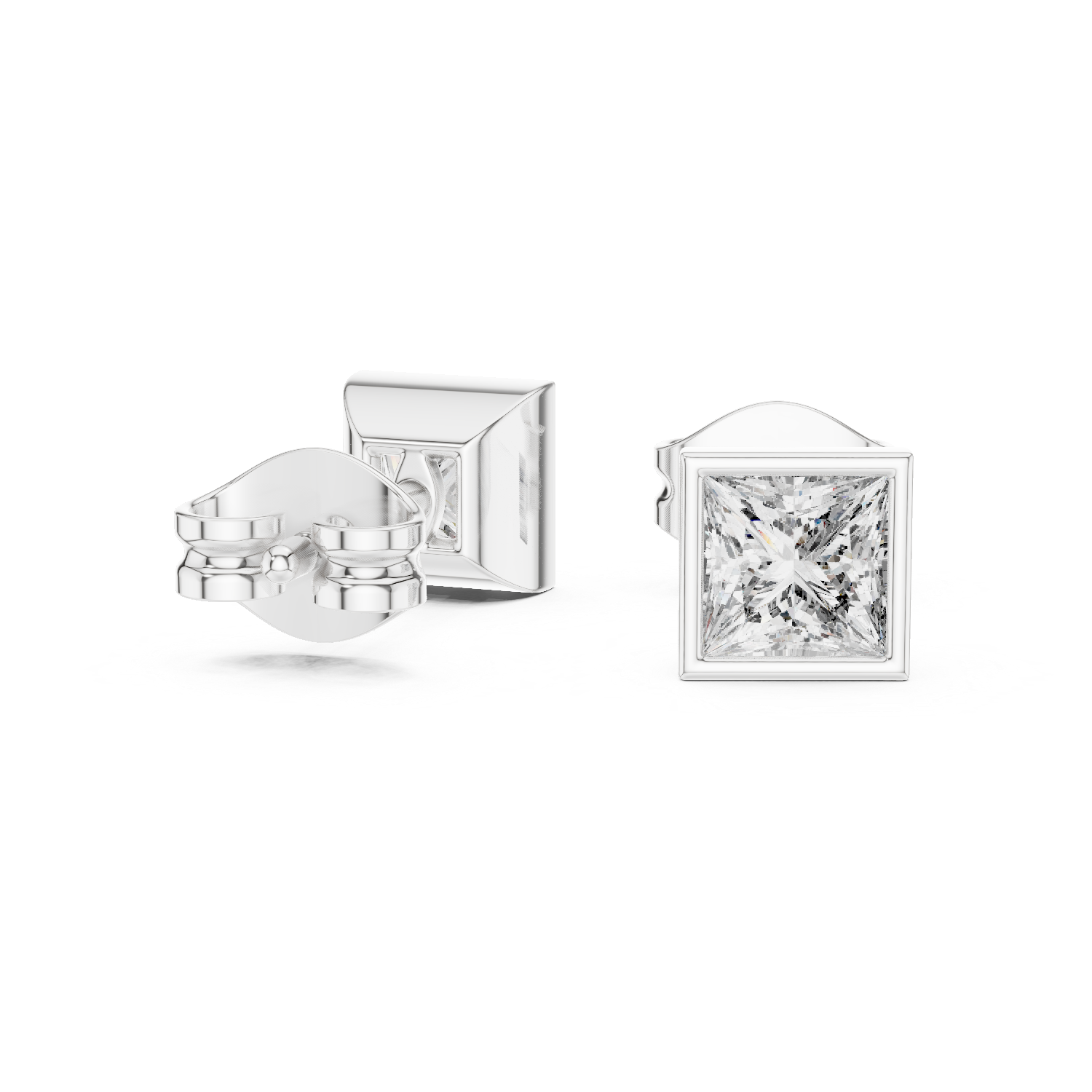 14K Solid Gold Lab Diamond Stud Earrings, White Gold, view 1