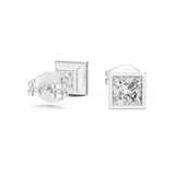 14K Solid Gold Lab Diamond Stud Earrings, White Gold, view 1