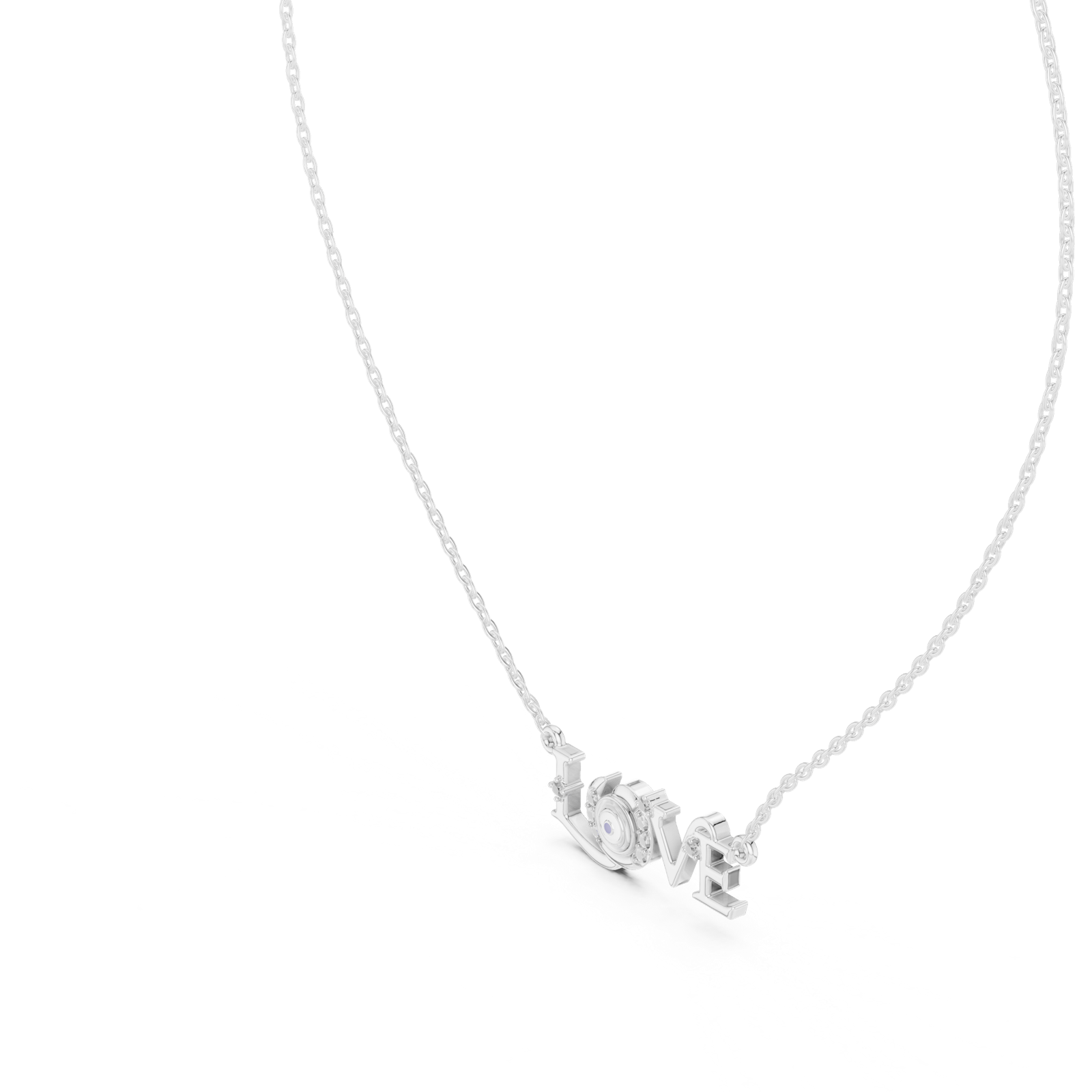 14K Solid Gold Lab Diamond Pendant Necklace, White Gold
