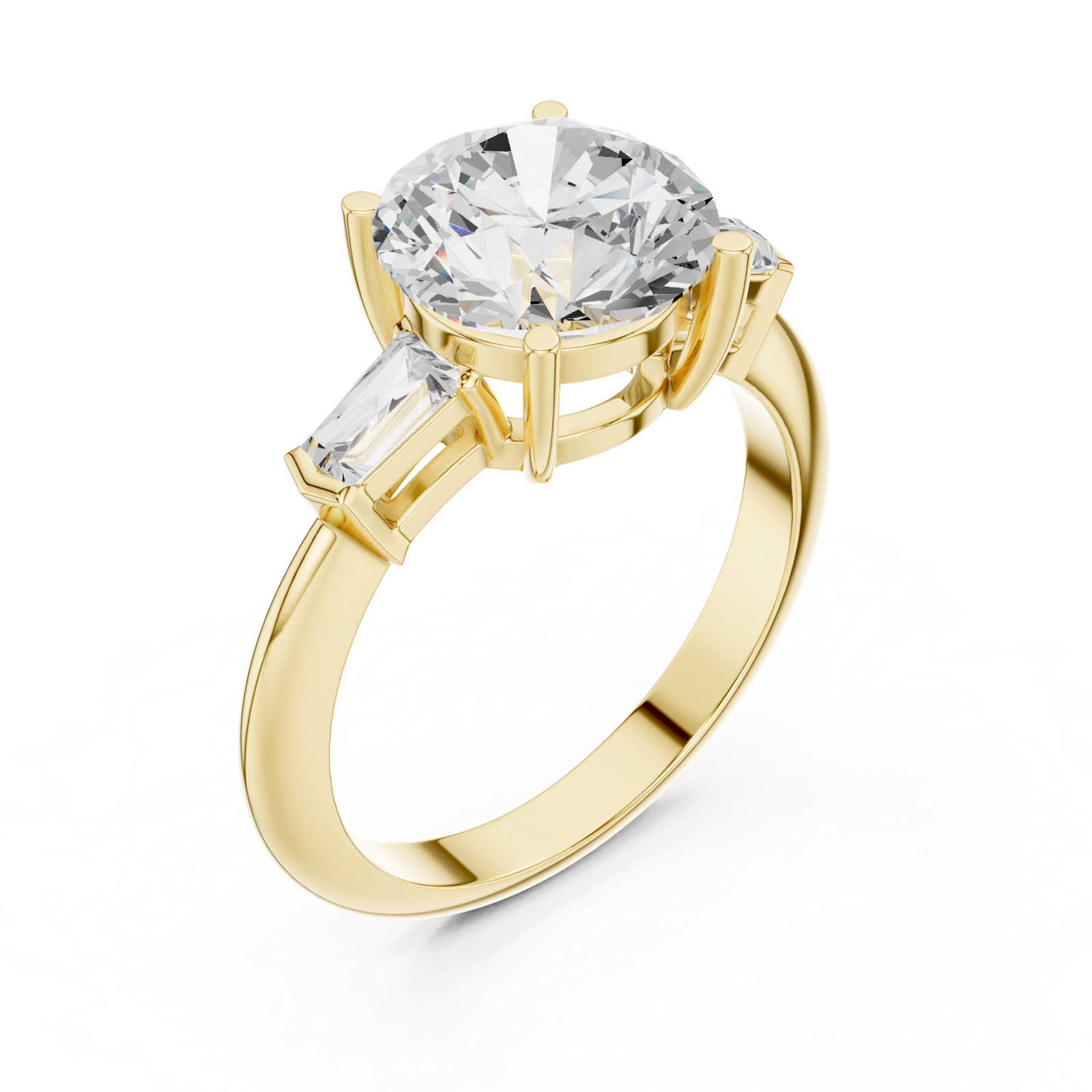 Gold Jewelry L35-67, Round center stone, Yellow Gold, view 2