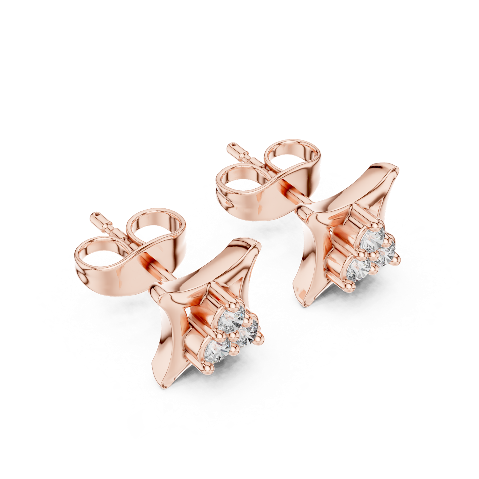 Gold Earrings 9-10060E, Rose Gold, view 2
