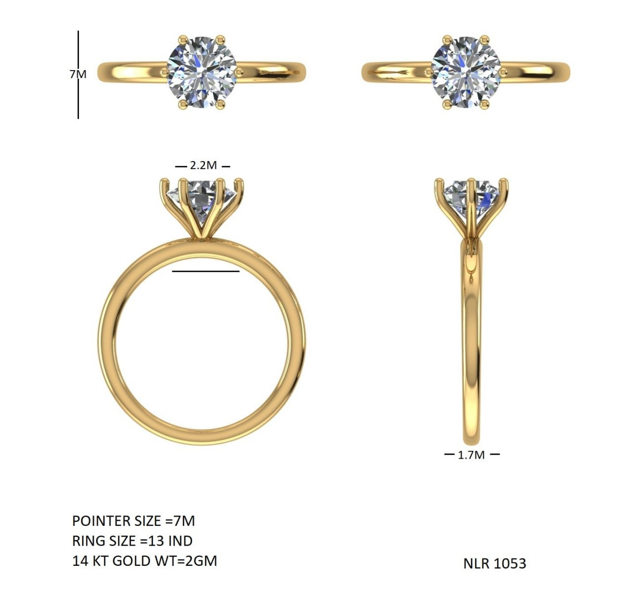 Gold Ring DDLR-689, Yellow Gold, view 50