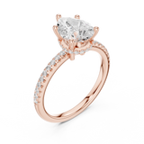 Gold Ring DDLR-177, Pear center stone, Rose Gold, view 2