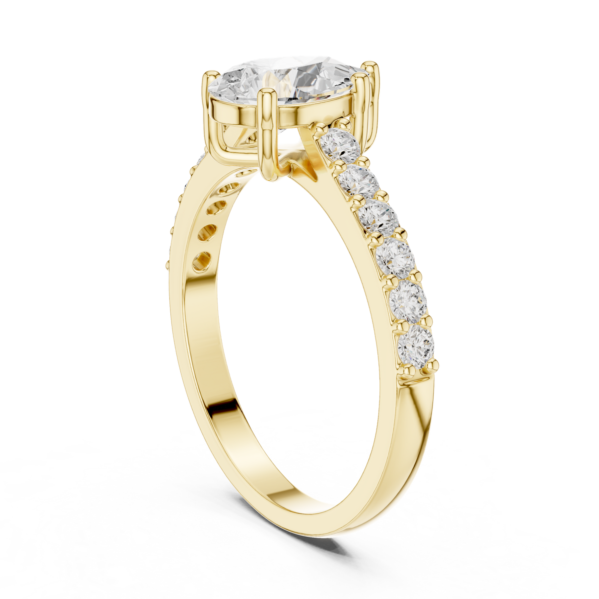14K Solid Gold Lab Diamond Solitaire Ring, Yellow Gold, view 1