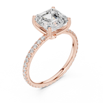 Gold Jewelry, Asscher center stone, Rose Gold, view 2