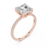 Gold Jewelry, Asscher center stone, Rose Gold, view 2